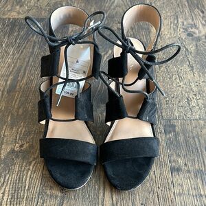 Merona Black Open-Toe Sandals with Ankle Strap and Adjustable Laces